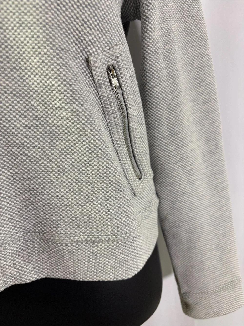 Banana Republic Factory Gray Zip Front Cropped Knit Moto Jacket - Picture 10 of 16